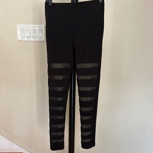 Contrast Mesh High Rise Solid Stretchy Sports or Yoga Leggings Pants